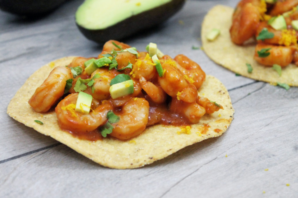 camarones a la diabla tostadas