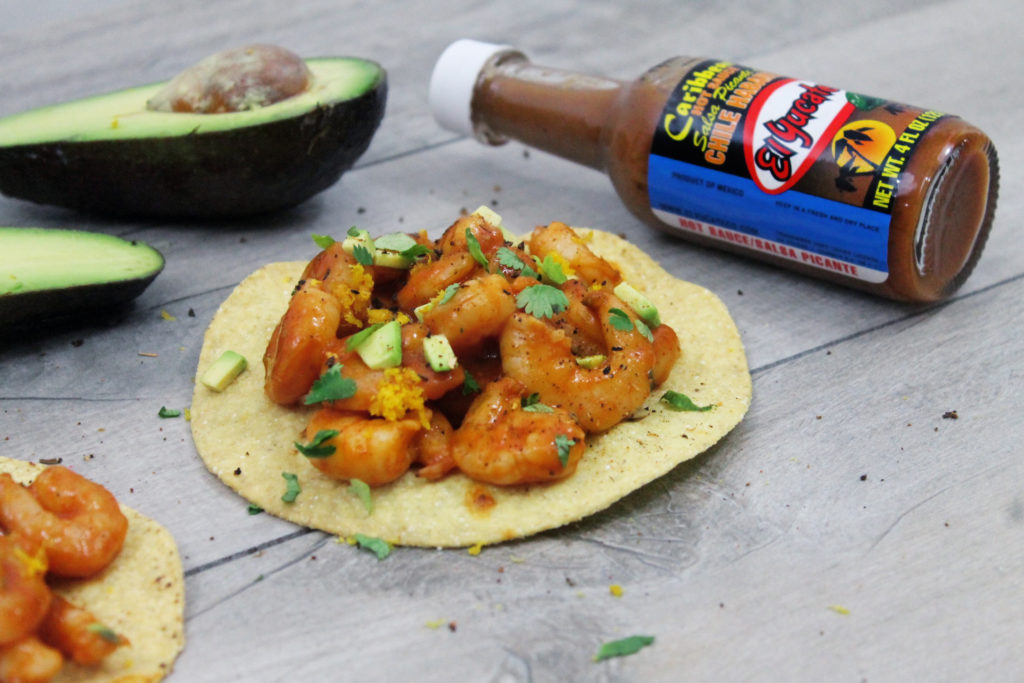 camarones a la diabla tostadas