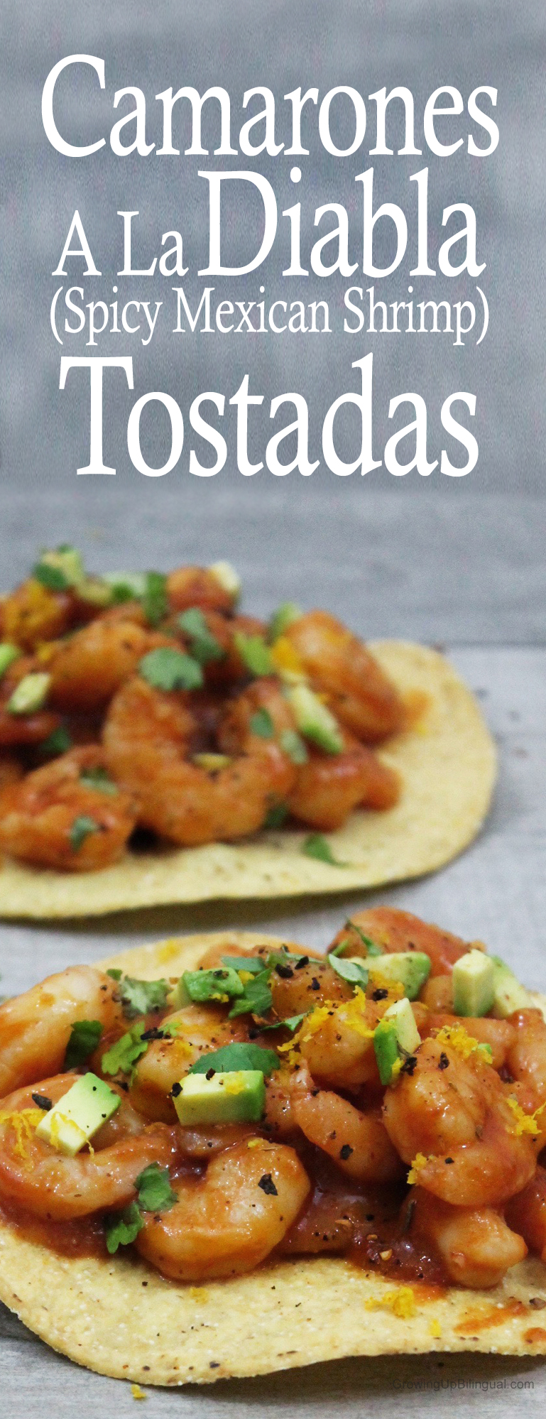 Camarones a a Diabla (spicy Mexican shrimp) tostadas