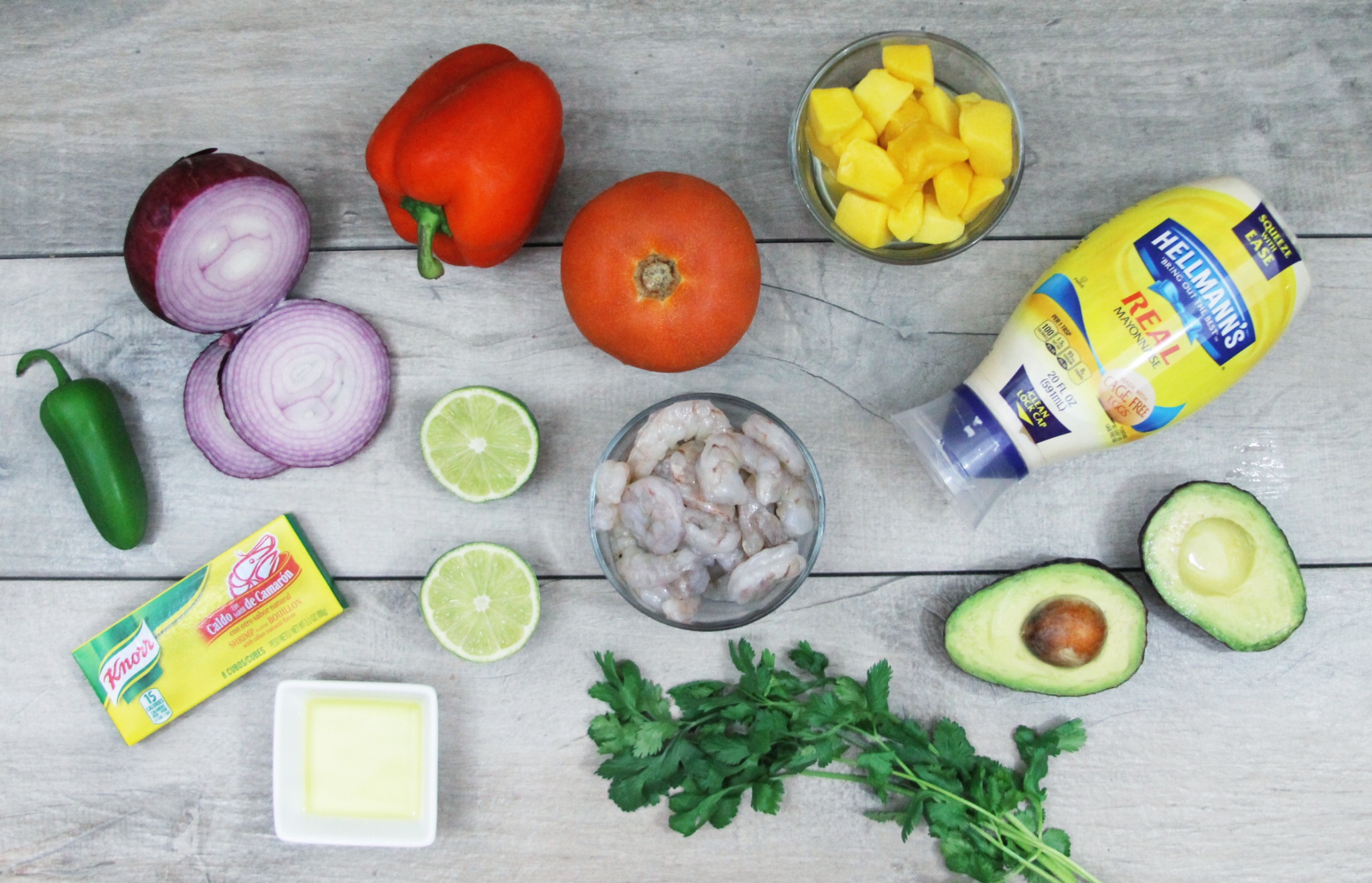 Shrimp and mango ceviche stuffed avocados