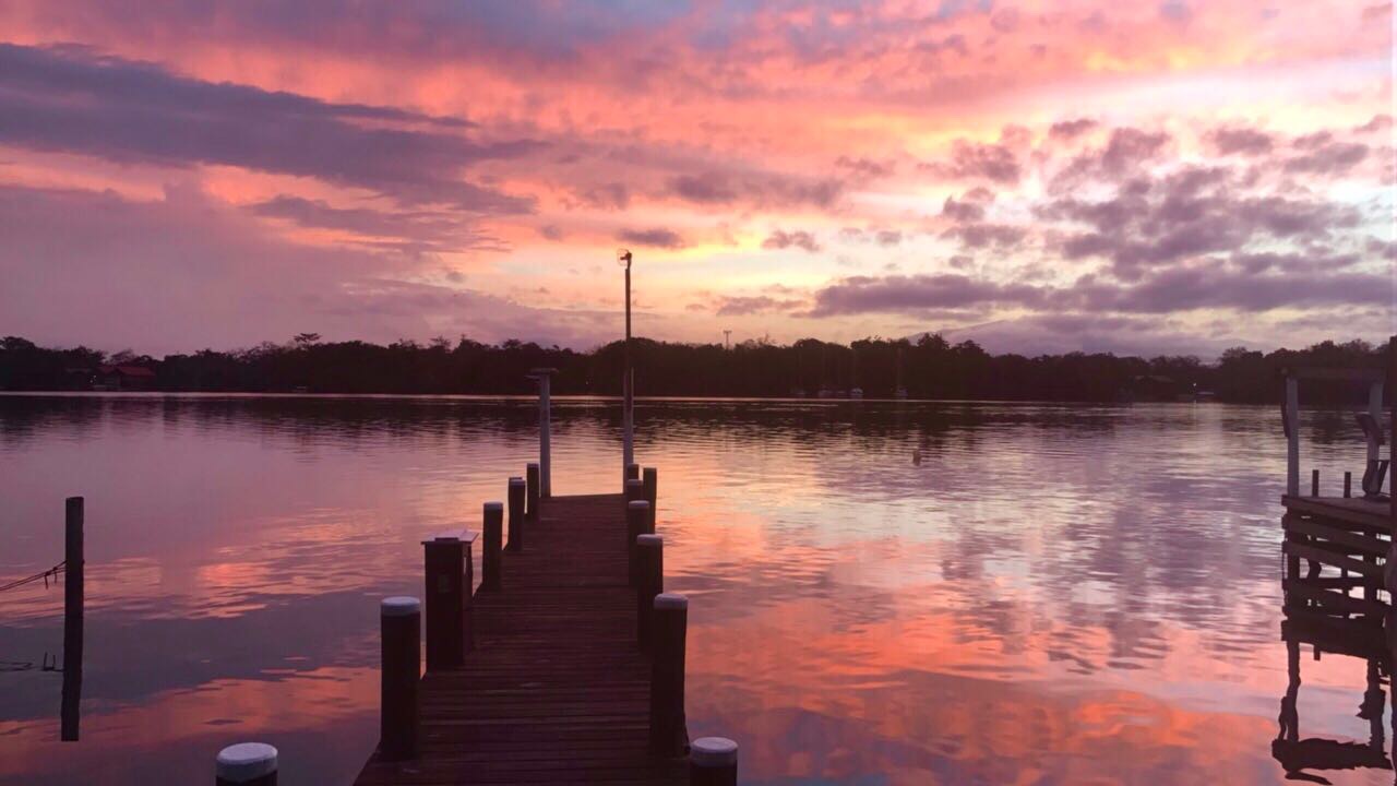 Sunset over Rio Dulce in Guatemala