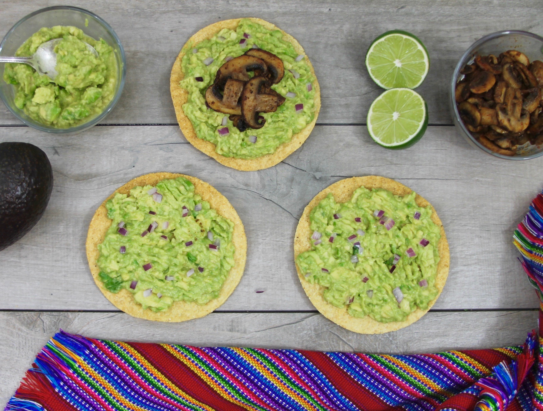 avocado and chipotle mushroom tostadas