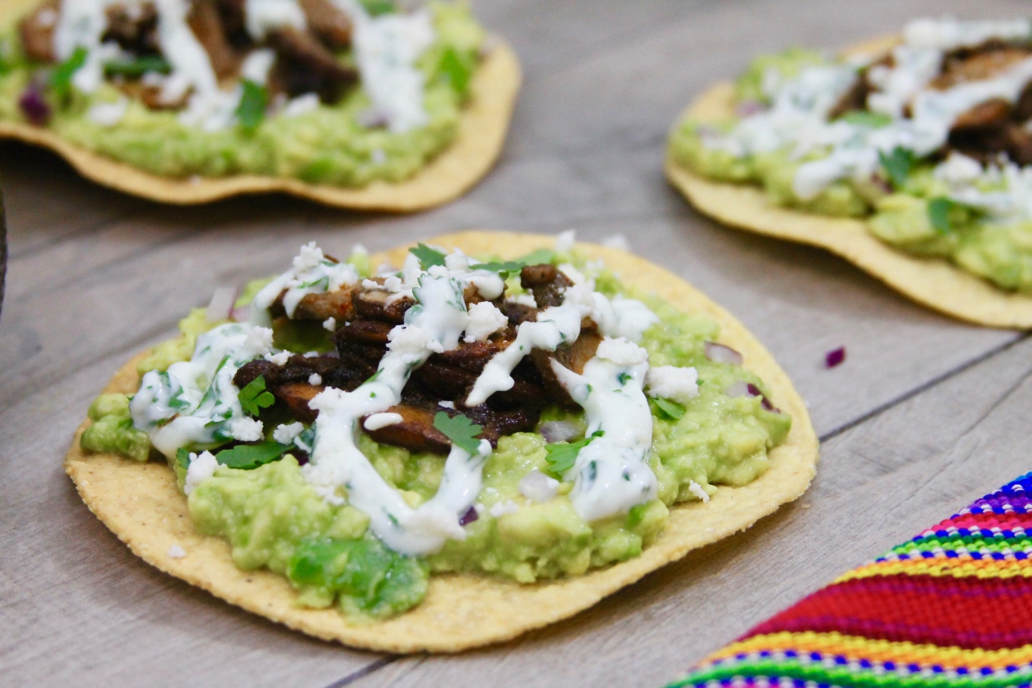 avocado and chipotle mushroom tostadas