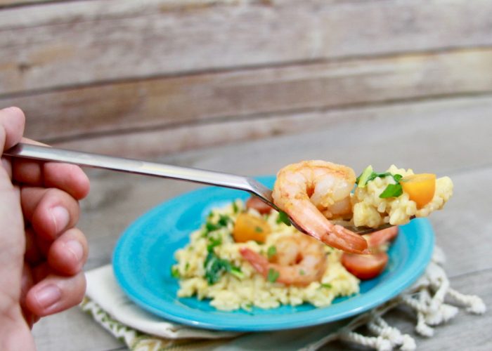 Garlic shrimp and chorizo risotto