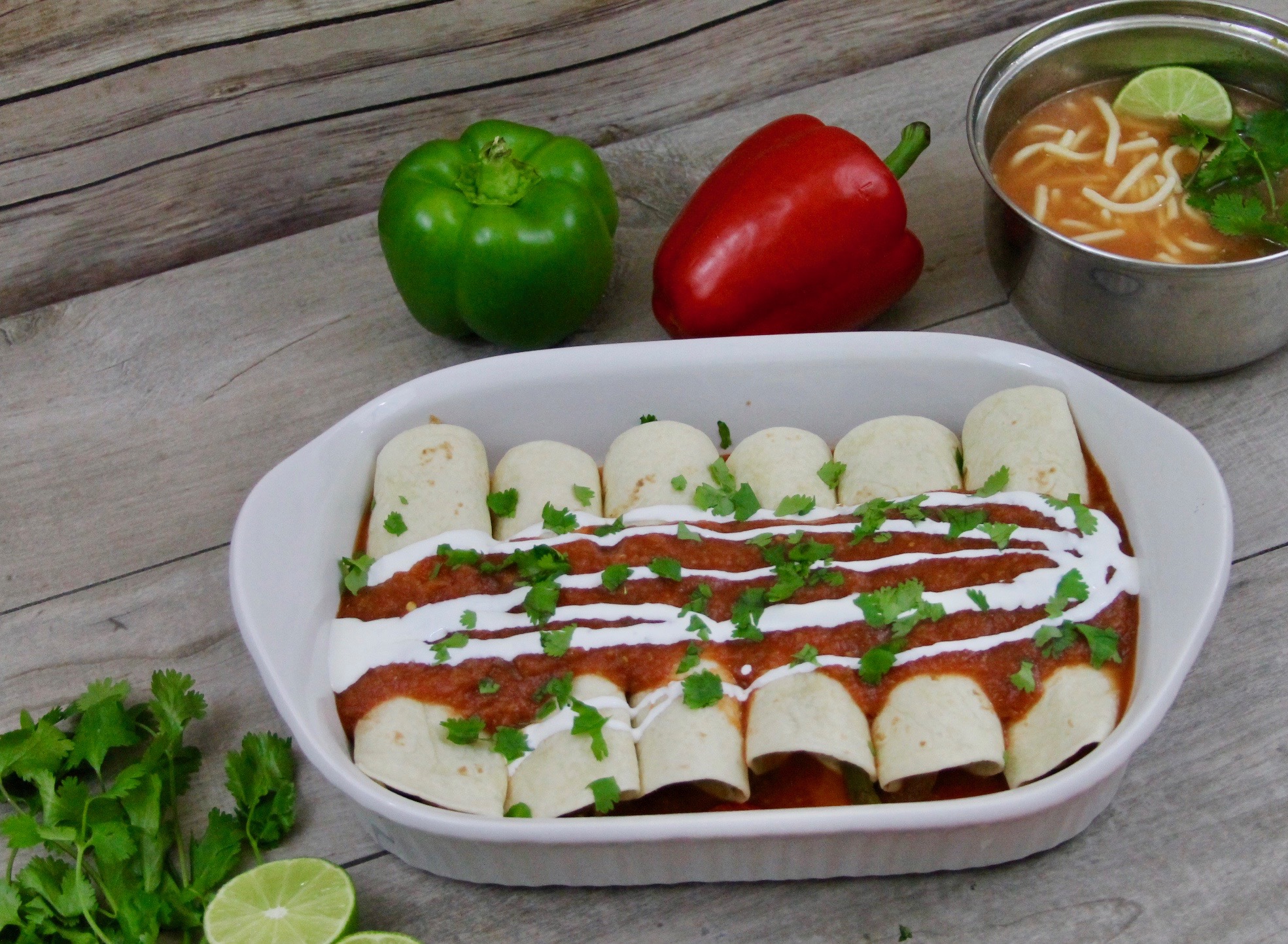 Easy Chicken Fajita Enchiladas - Growing Up Bilingual