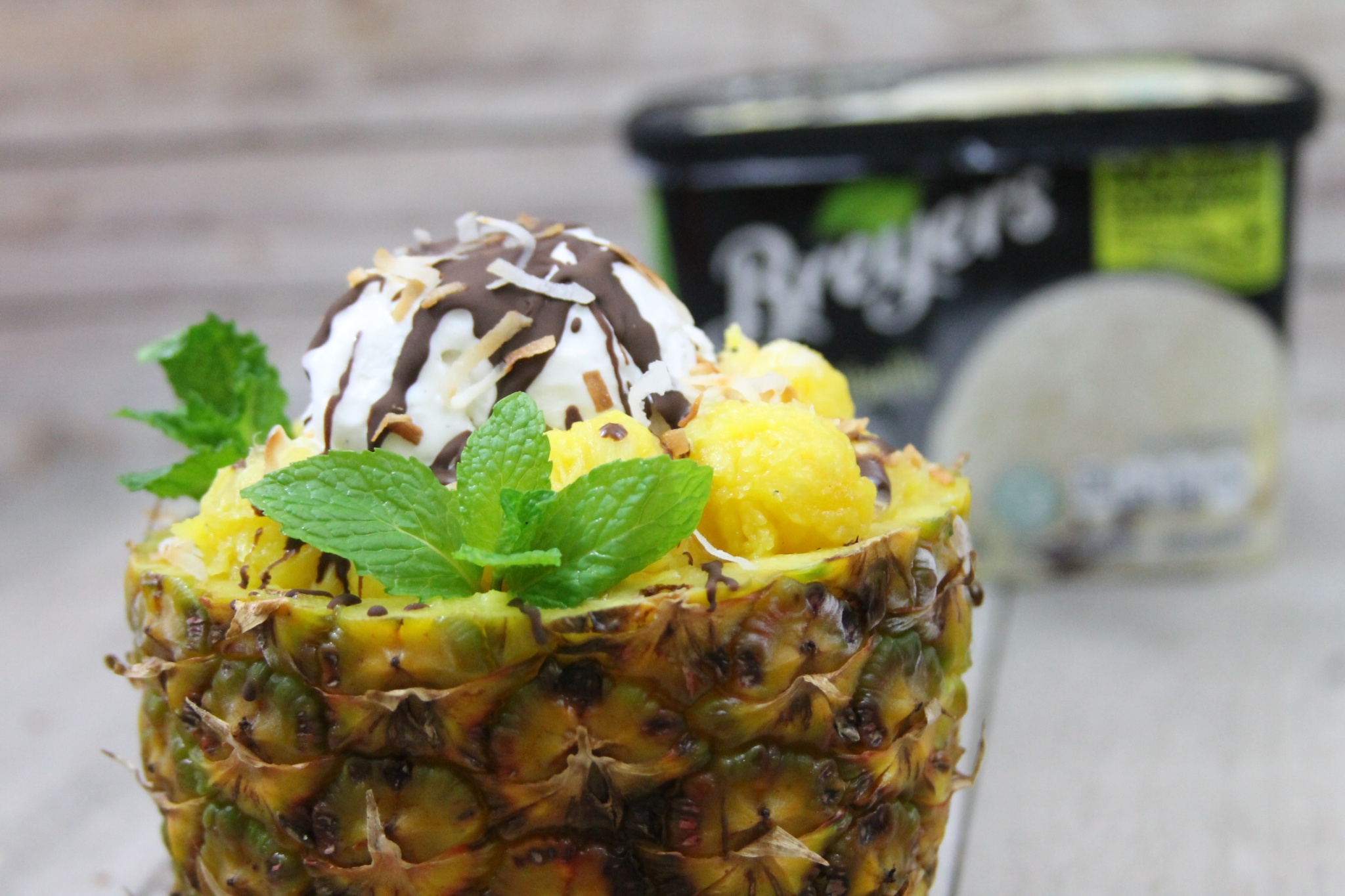 Piña Colada Split Ice Cream Sundae