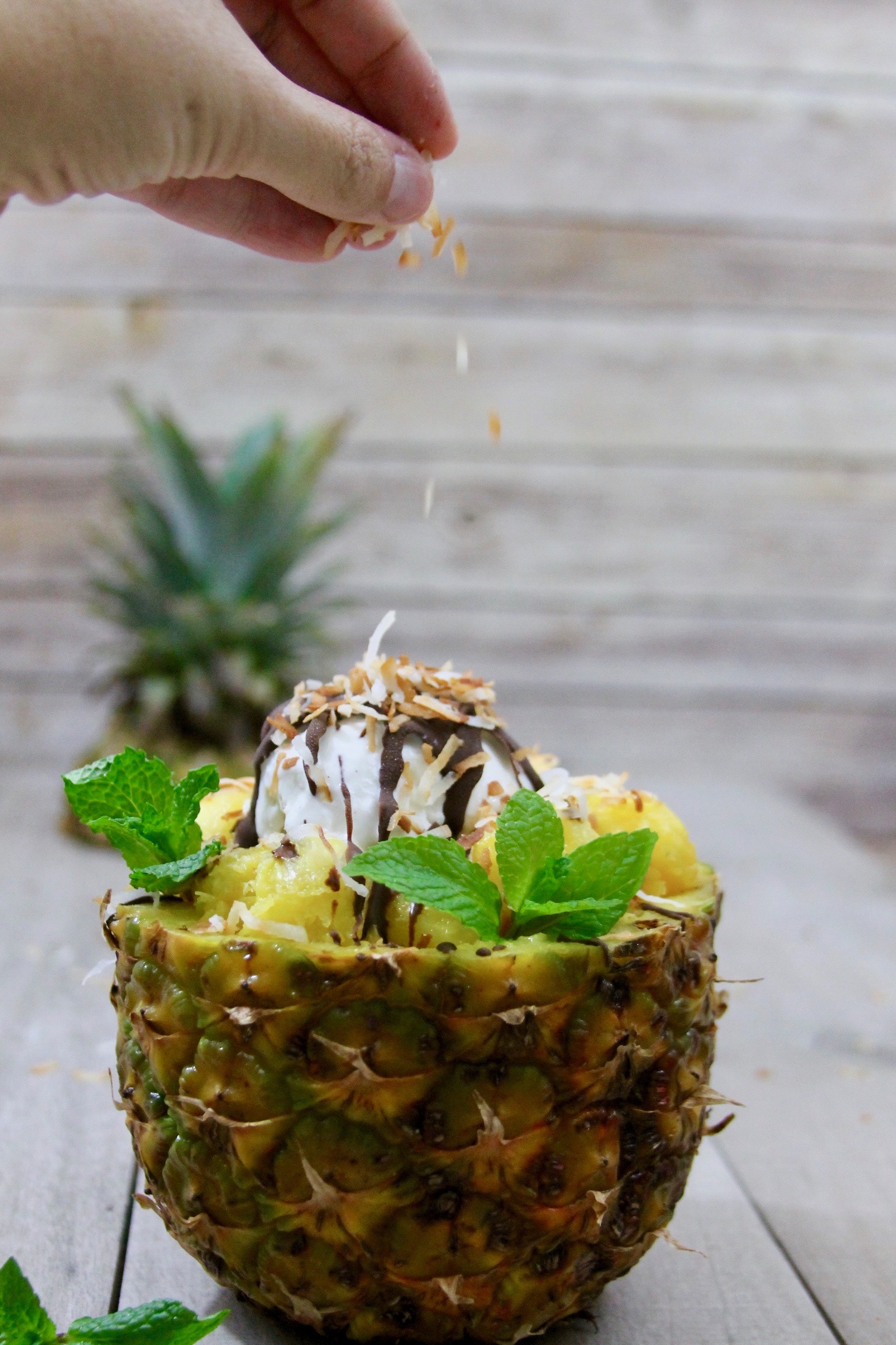 Piña Colada Split Ice Cream Sundae