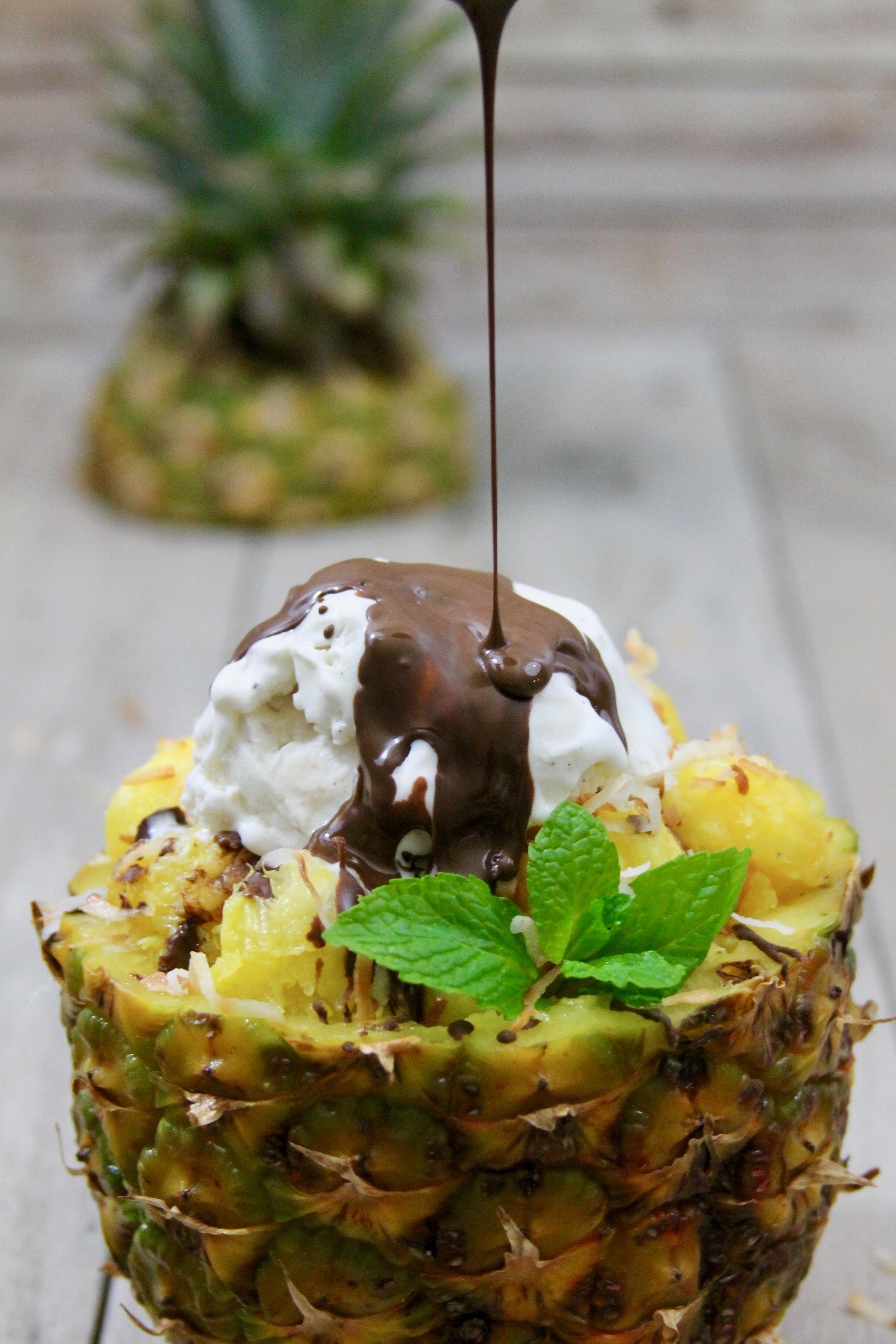 Piña Colada Split Ice Cream Sundae