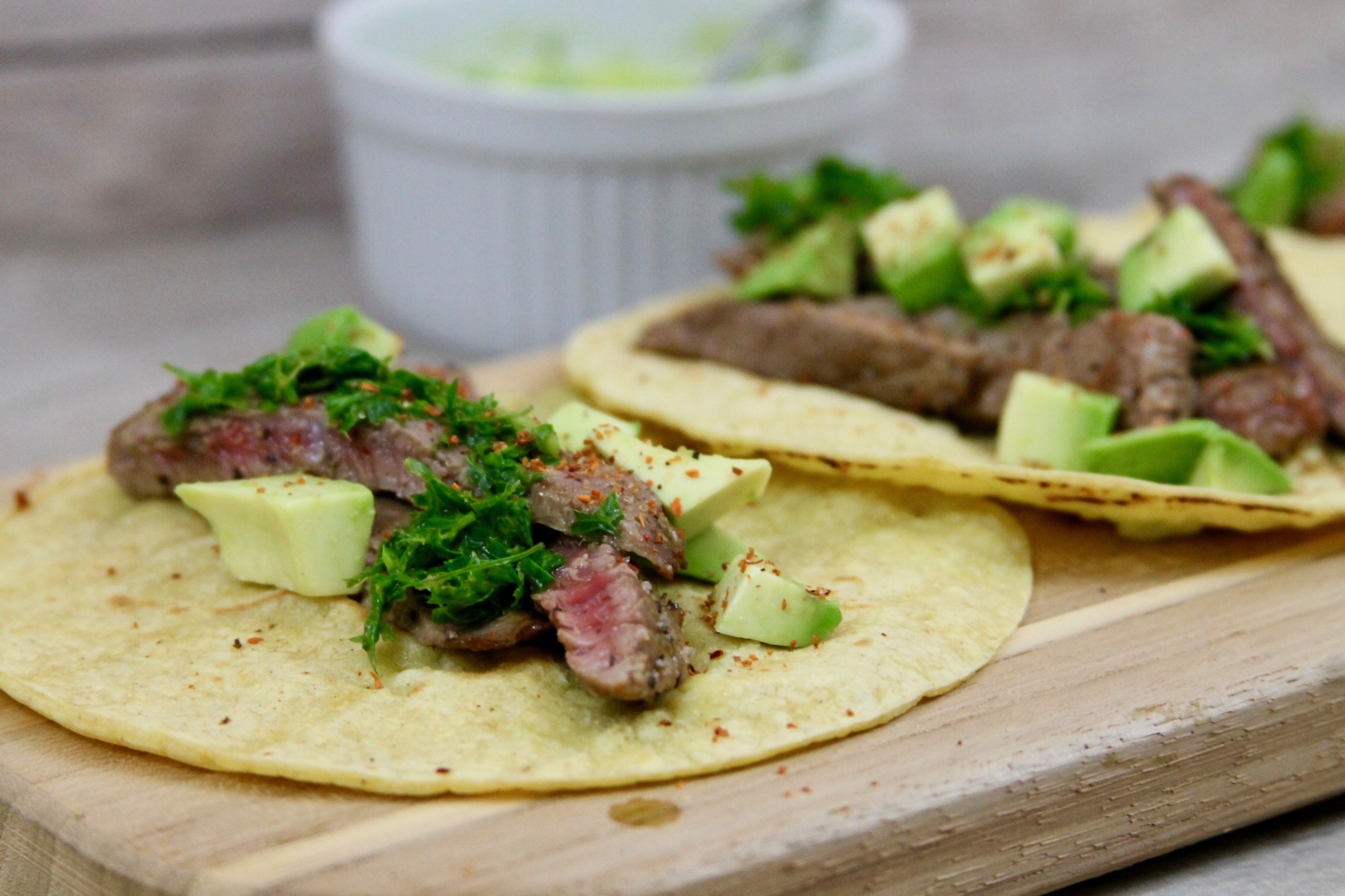 churrasco tacos with chimichurri sauce