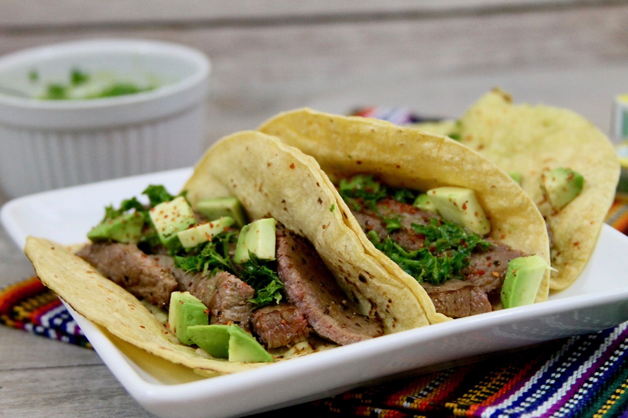 churrasco tacos with chimichurri sauce