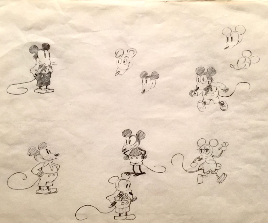 Walt Disney's firs sketches of Mickey