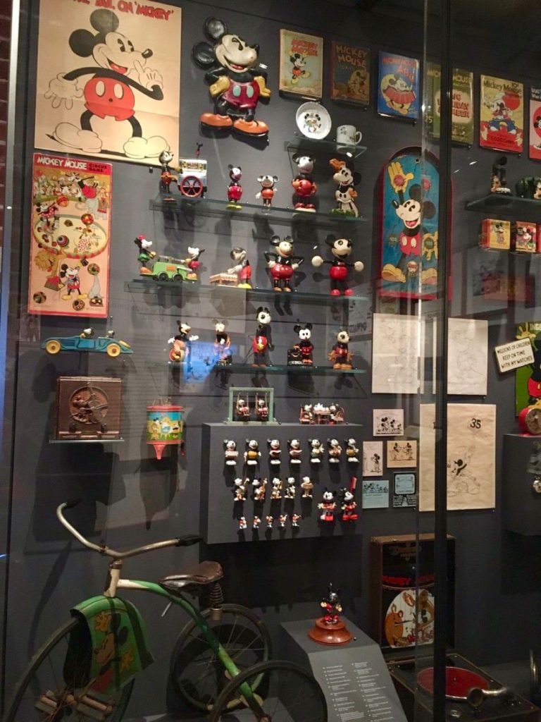Mickey Mouse merchandise at the Walt Disney Family Museum