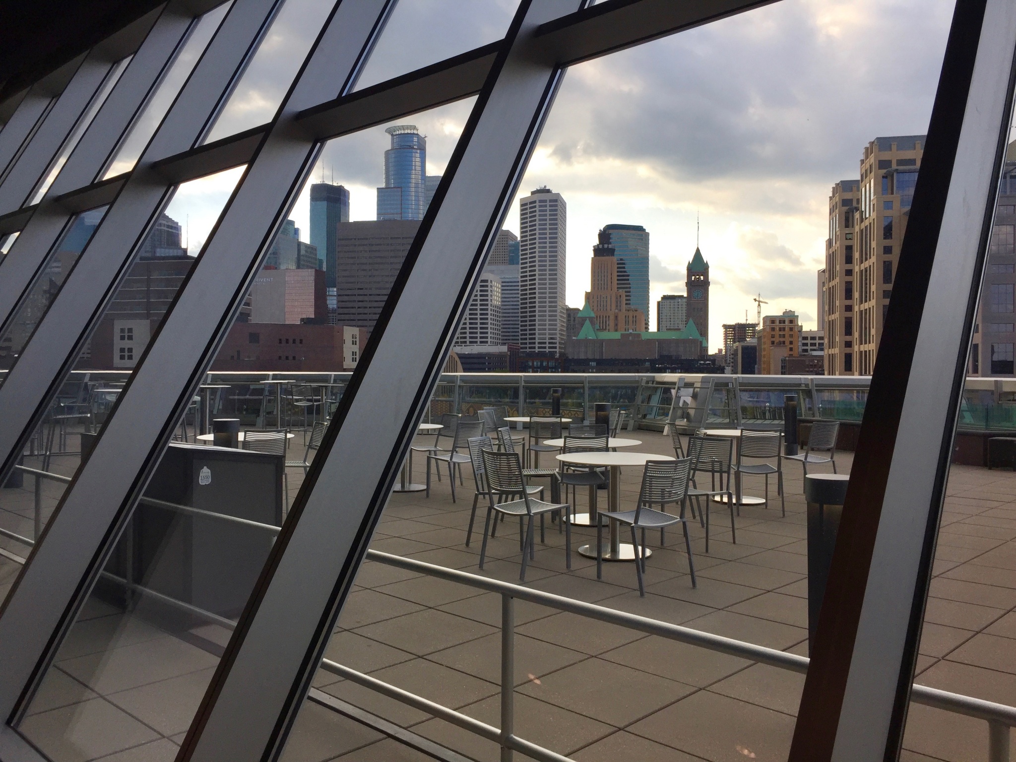 View of Minneapolis skyline from US Bank Stadium