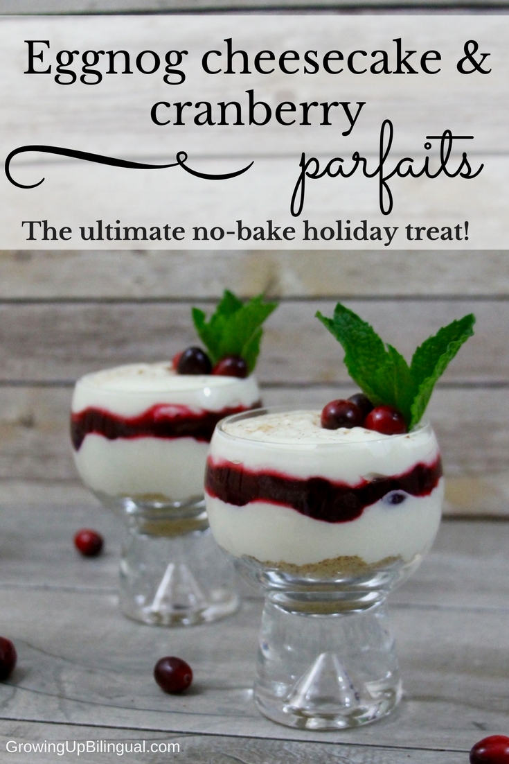 No-bake Eggnog Cheesecake Cranberry Parfait recipe