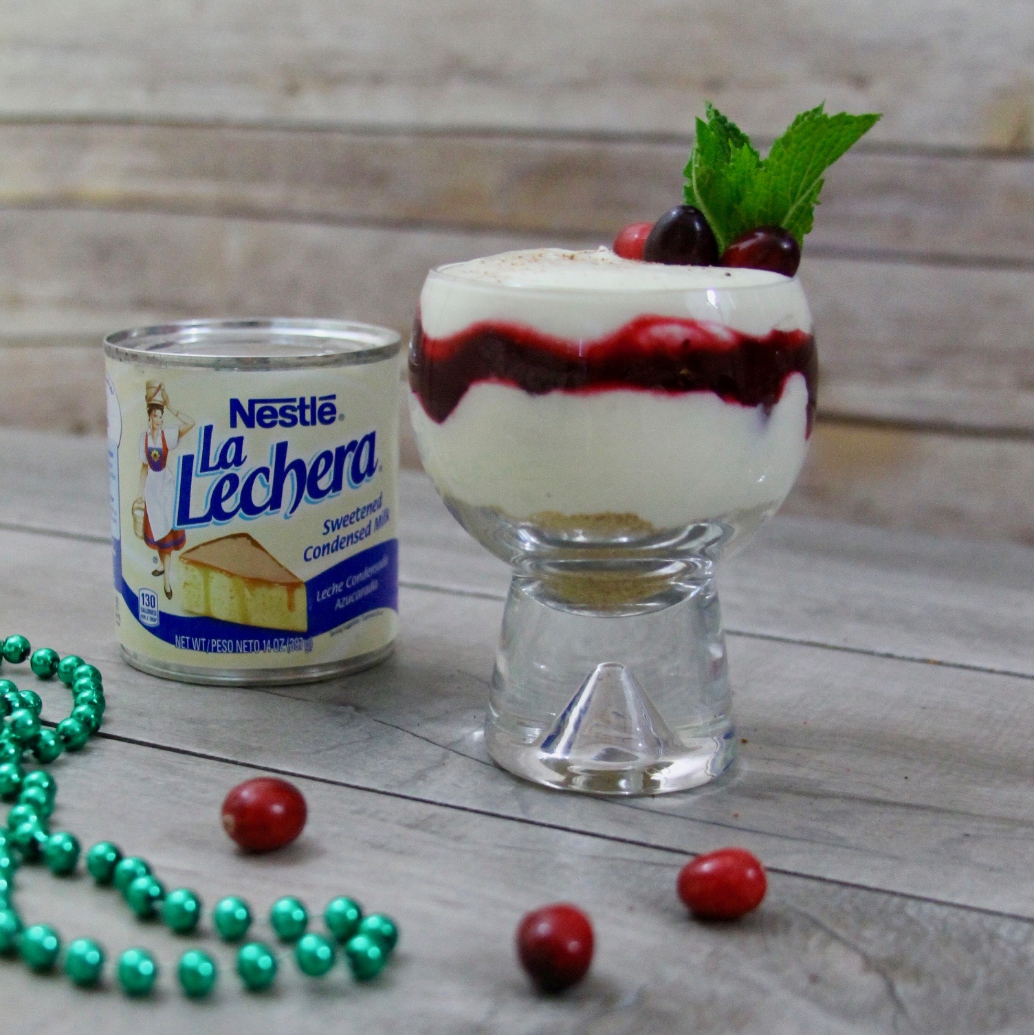 No-bake Eggnog Cheesecake Cranberry Parfait recipe