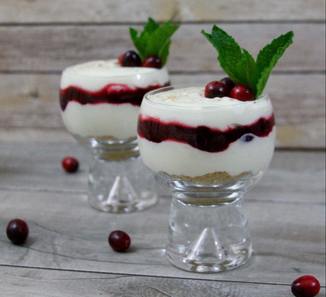 No-bake Eggnog Cheesecake Cranberry Parfait recipe