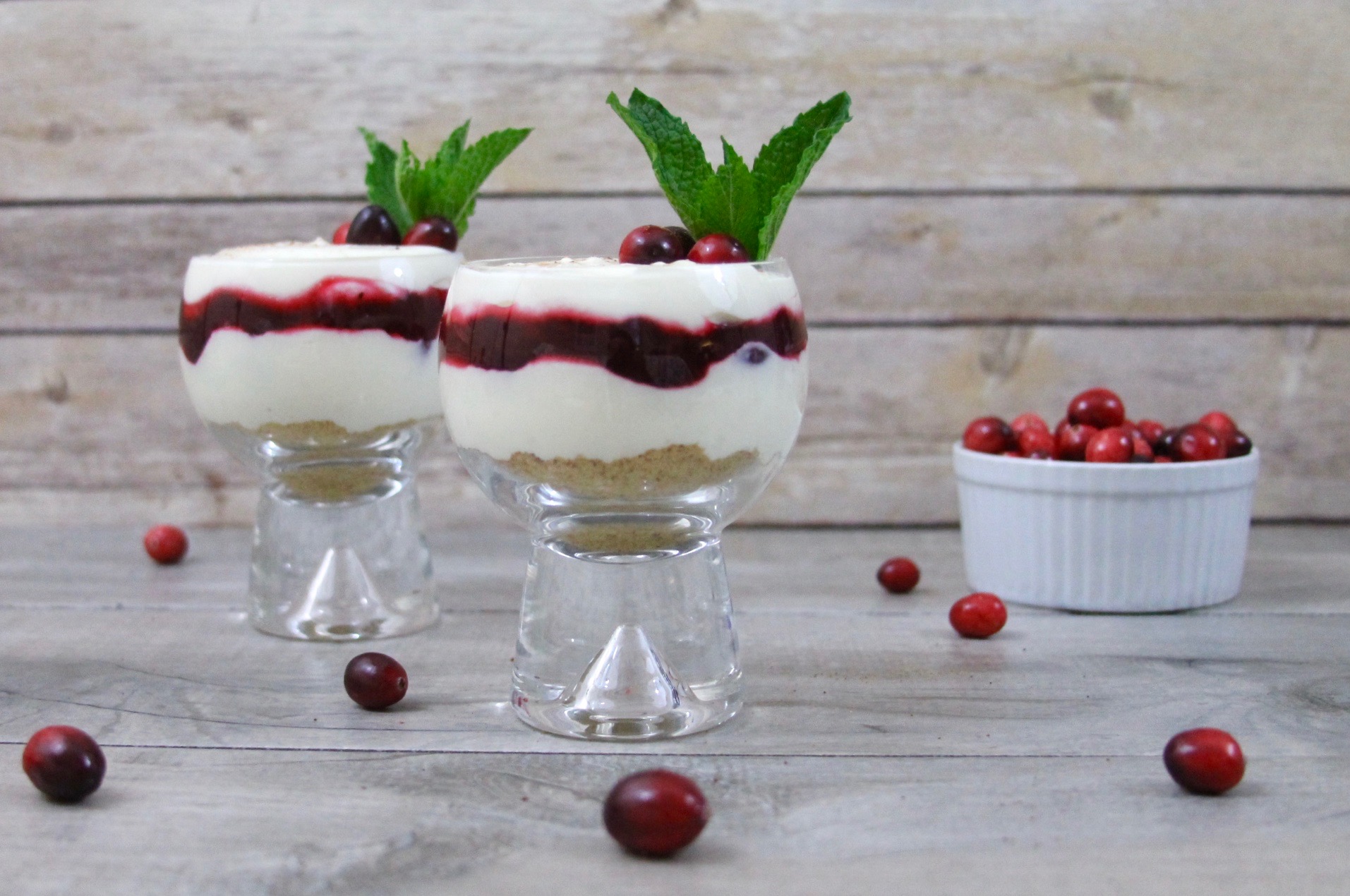 No-bake Eggnog Cheesecake Cranberry Parfait recipe