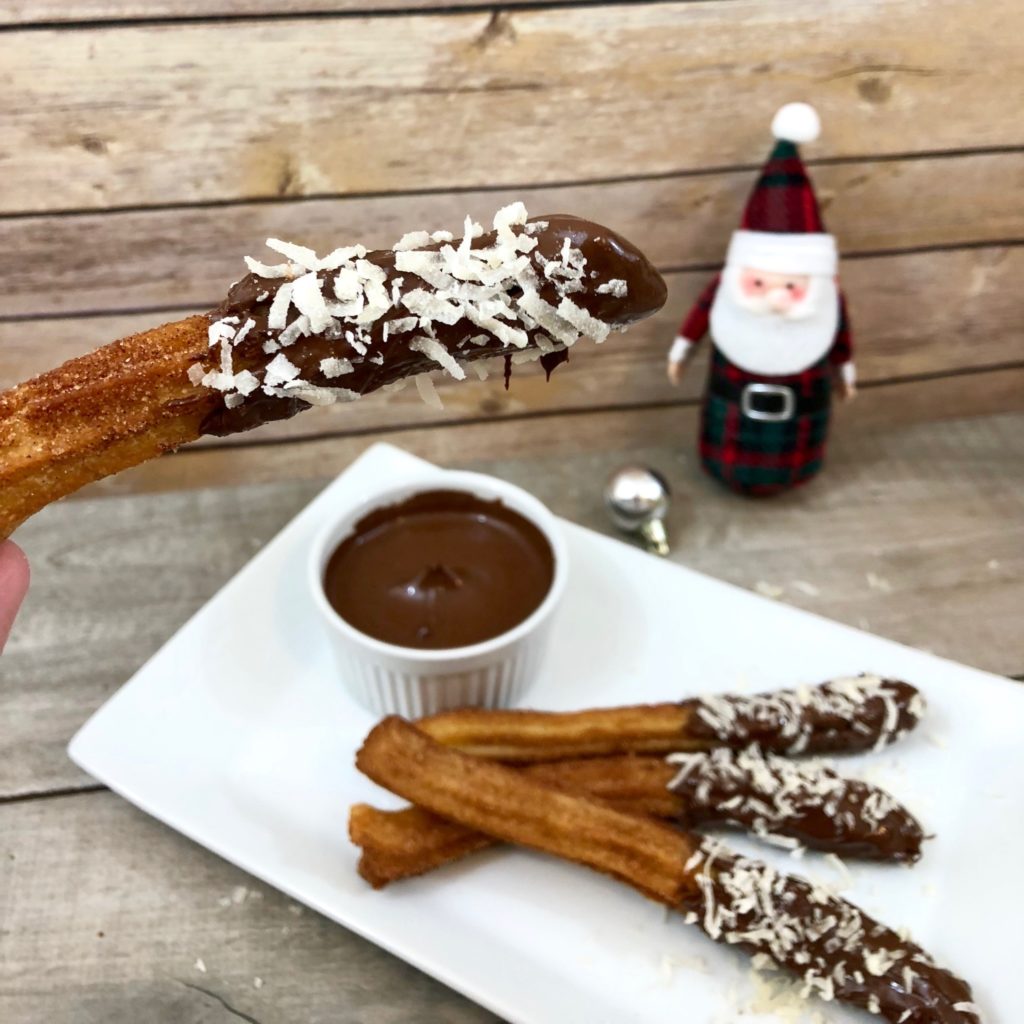 chocolate dipped coconut churros 