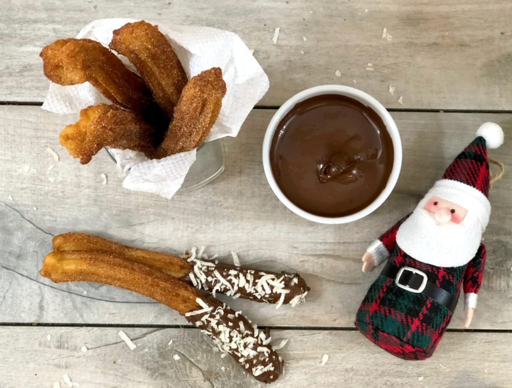 chocolate dipped coconut churros 