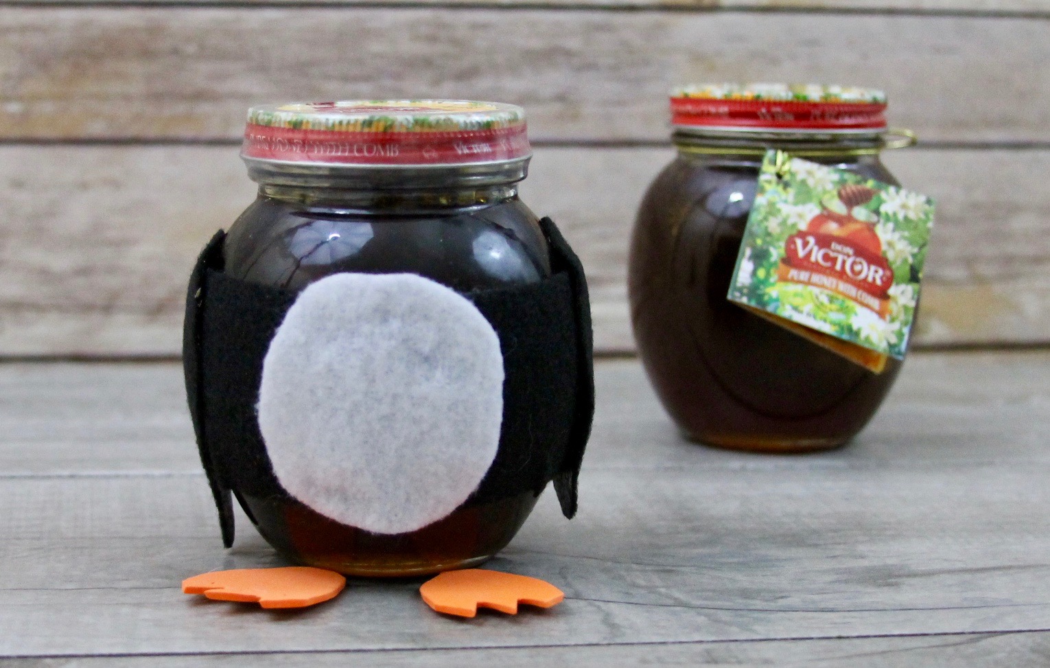 DIY honey jar penguin with Don Victor honey