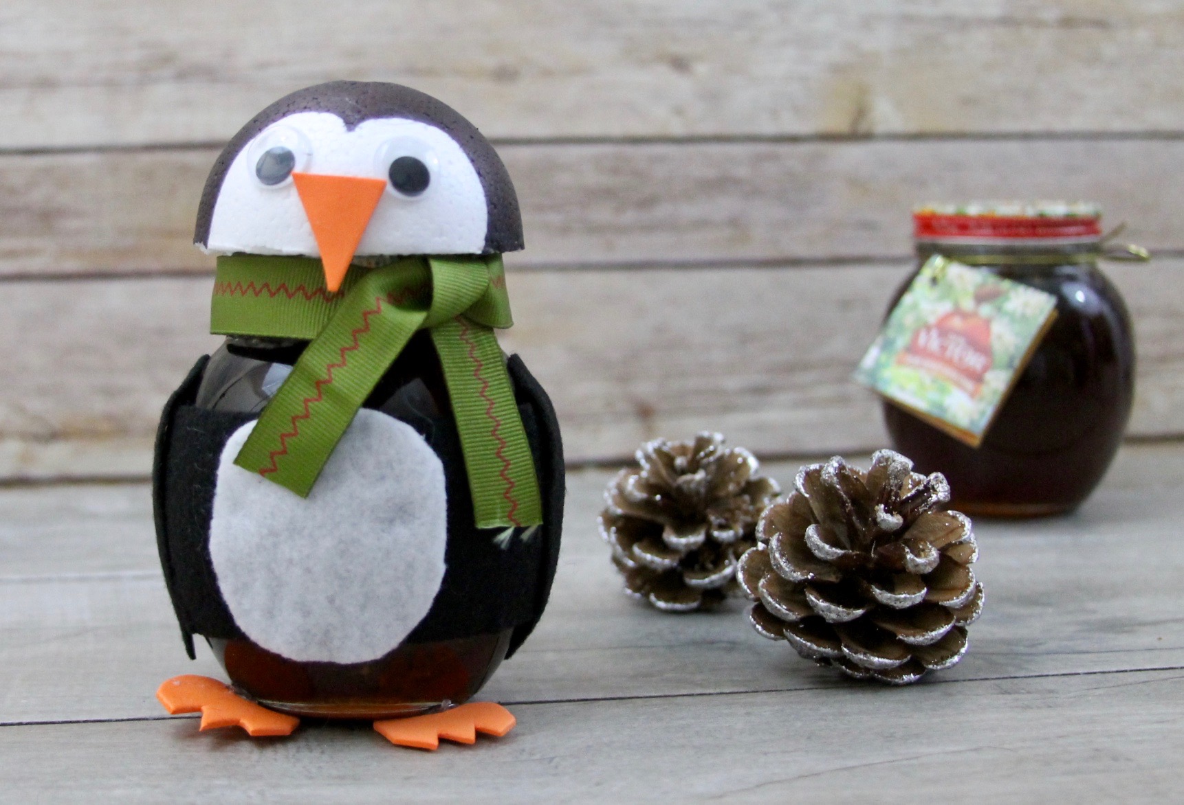 DIY honey jar penguin with Don Victor honey