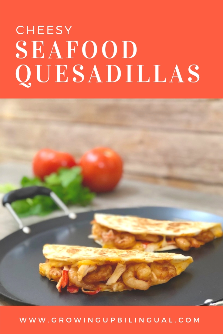 These delicious and easy to make cheesy seafood quesadillas will make any weekday dinner special!