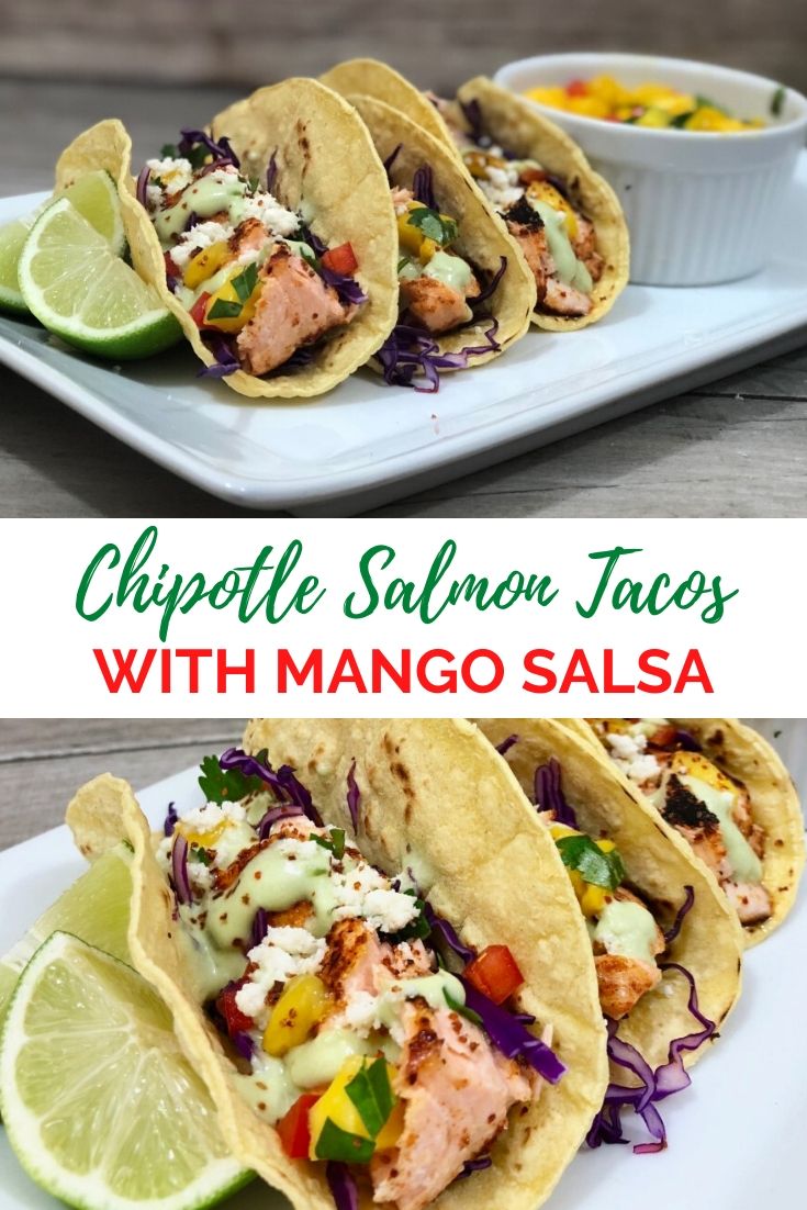 Chipotle Salmon Tacos with Mango Salsa