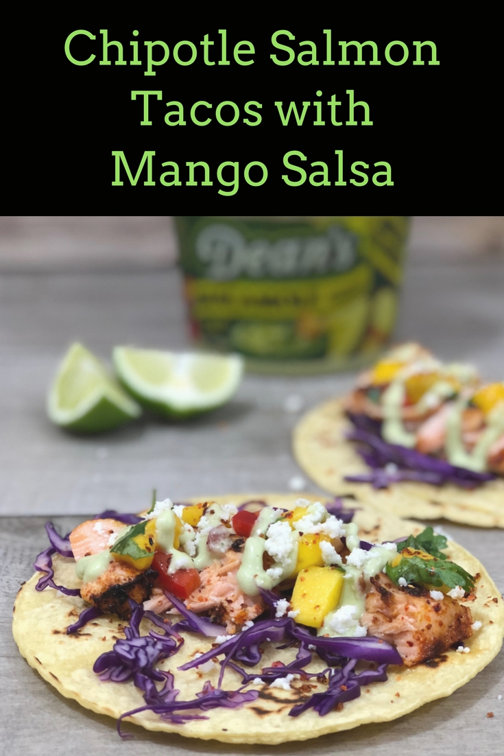 Chipotle Salmon Tacos With Mango Salsa And Avocado Crema