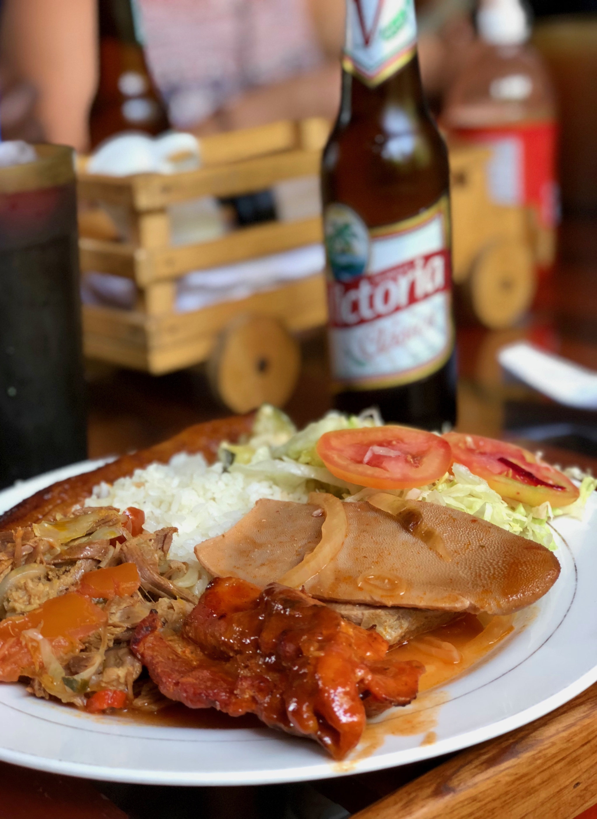 Traditional Nicaraguan food including tongue 