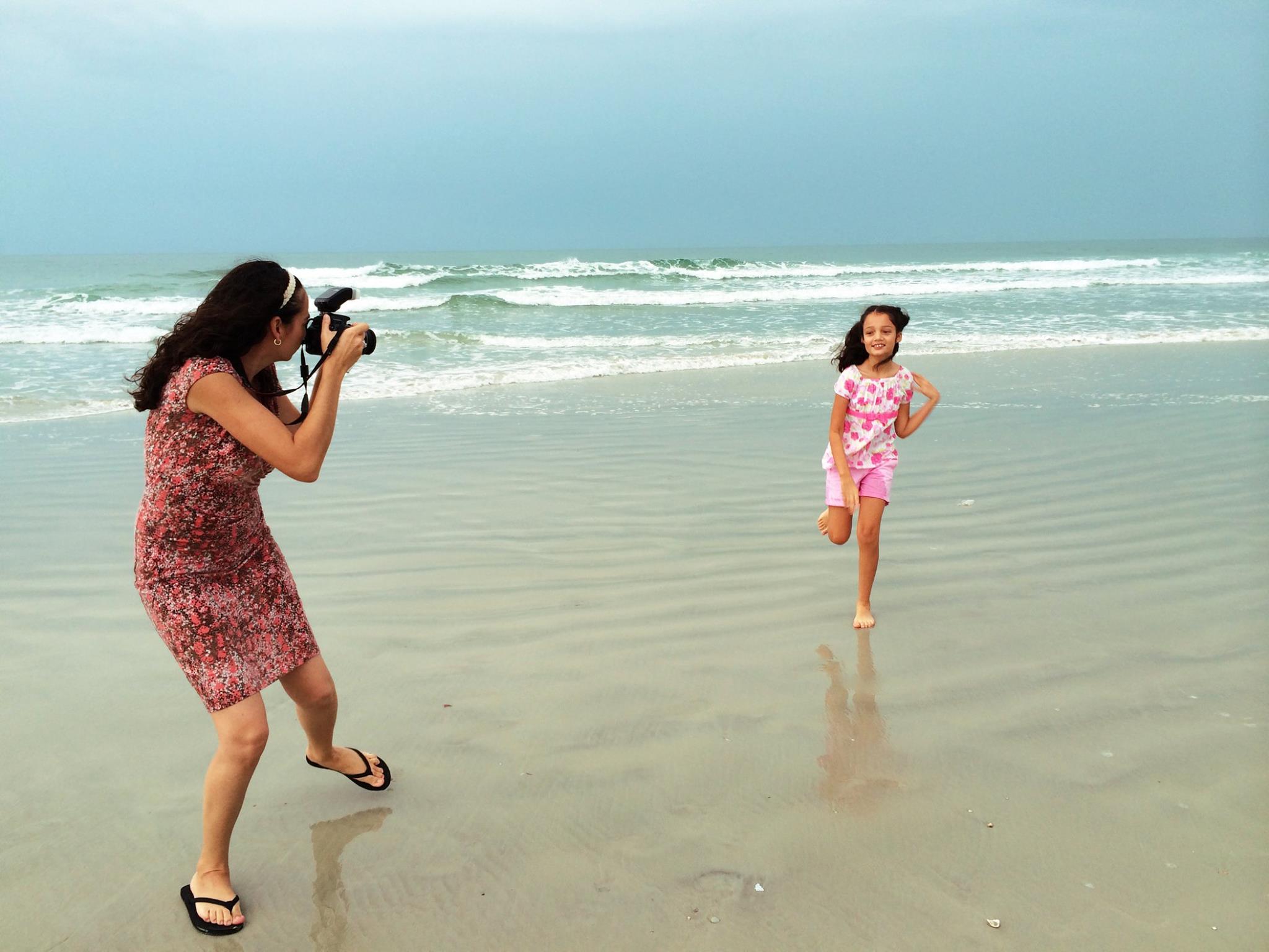 Taking photos at the beach