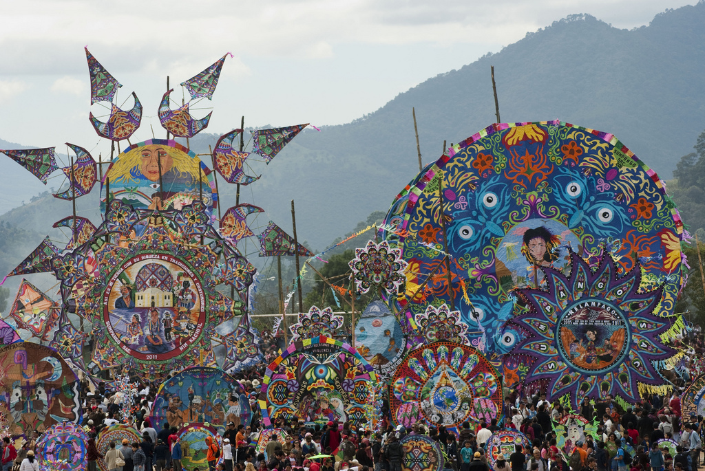 Santiago Sacatepequez giant kite festival for All Saints Day
