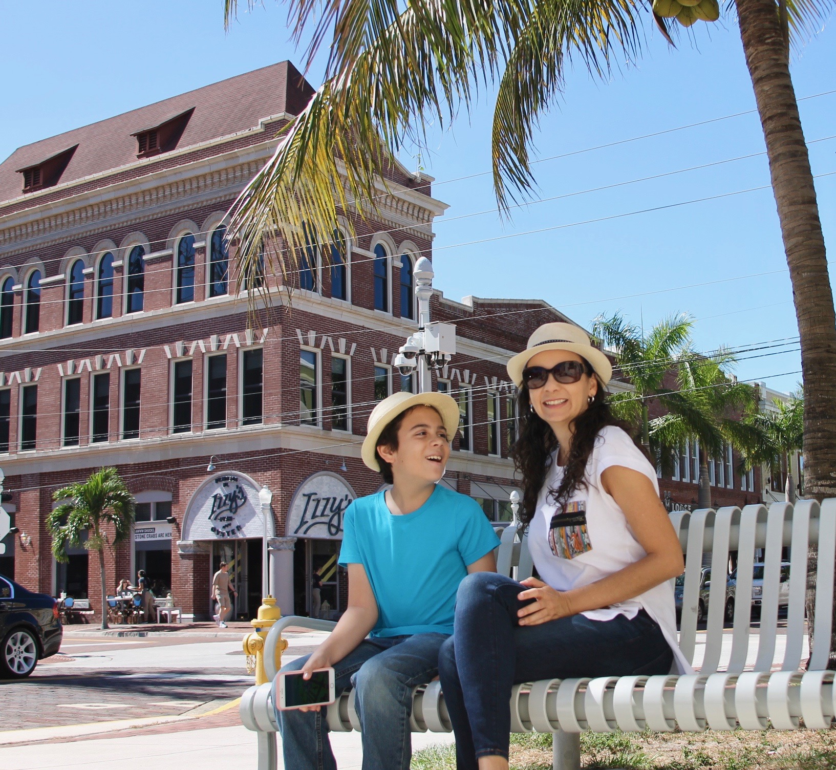 downtown Fort Myers mother and son