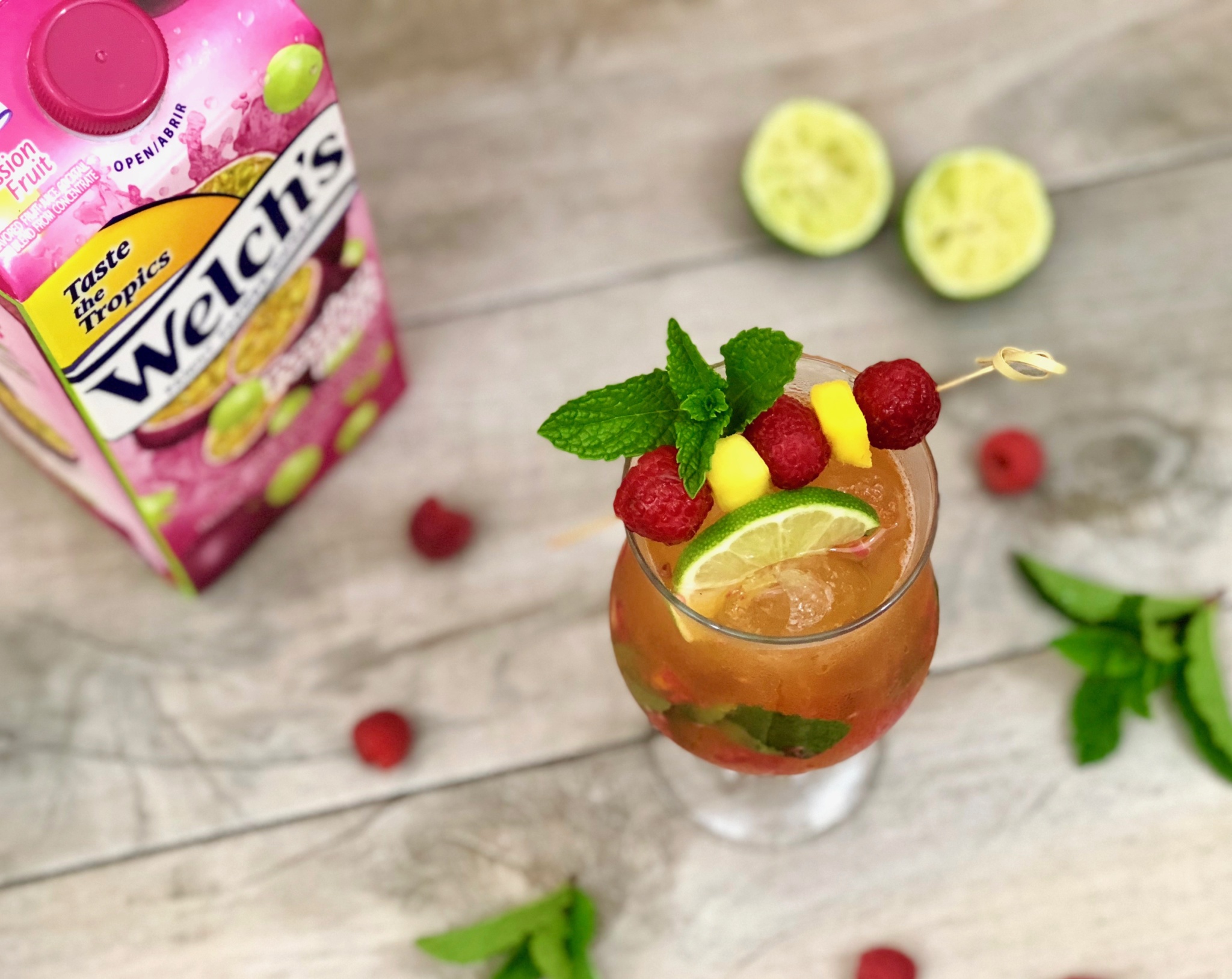 passion fruit raspberry mango mojito