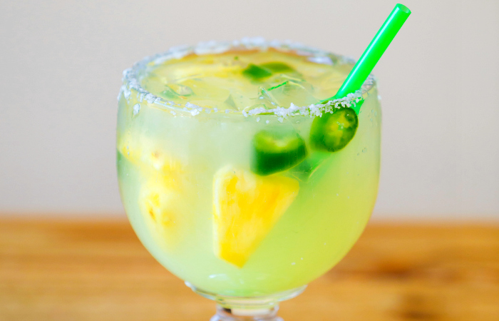 Margarita infused with jalapeno peppers 