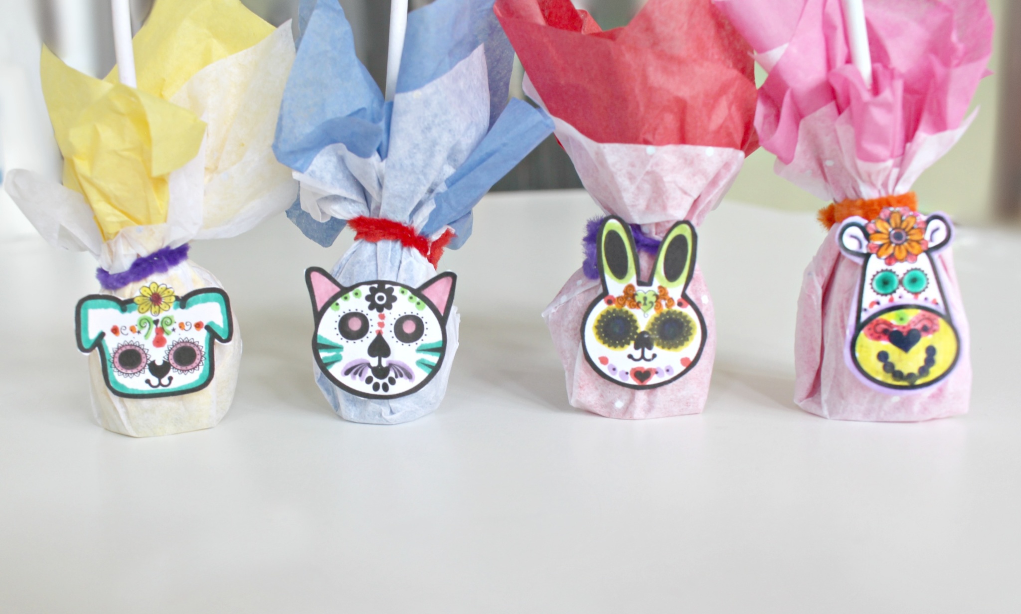 Day of the Dead Inspired Animal Sugar Skull Lollipops