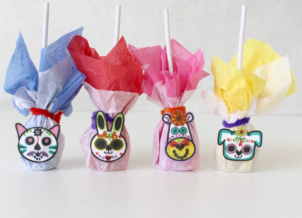 Day of the Dead animal sugar skull lollipop craft for kids