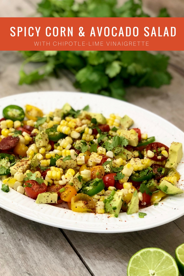 picy corn and avocado salad with chipotle-lime vinaigrette