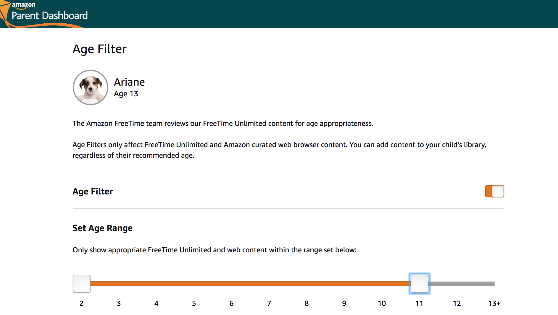 Amazon FreeTime Parental Controls