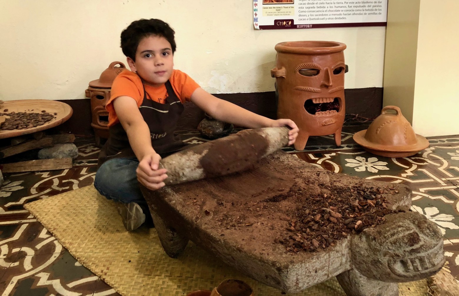 Making chocolate at Choco Museum in Antigua Guatemala