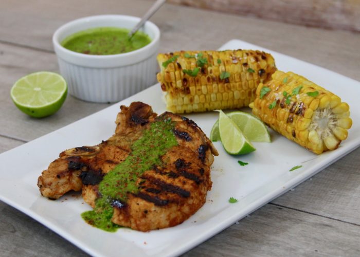 Chipotle Adobo Grilled Pork Chops With Cilantro Lime Chimichurri