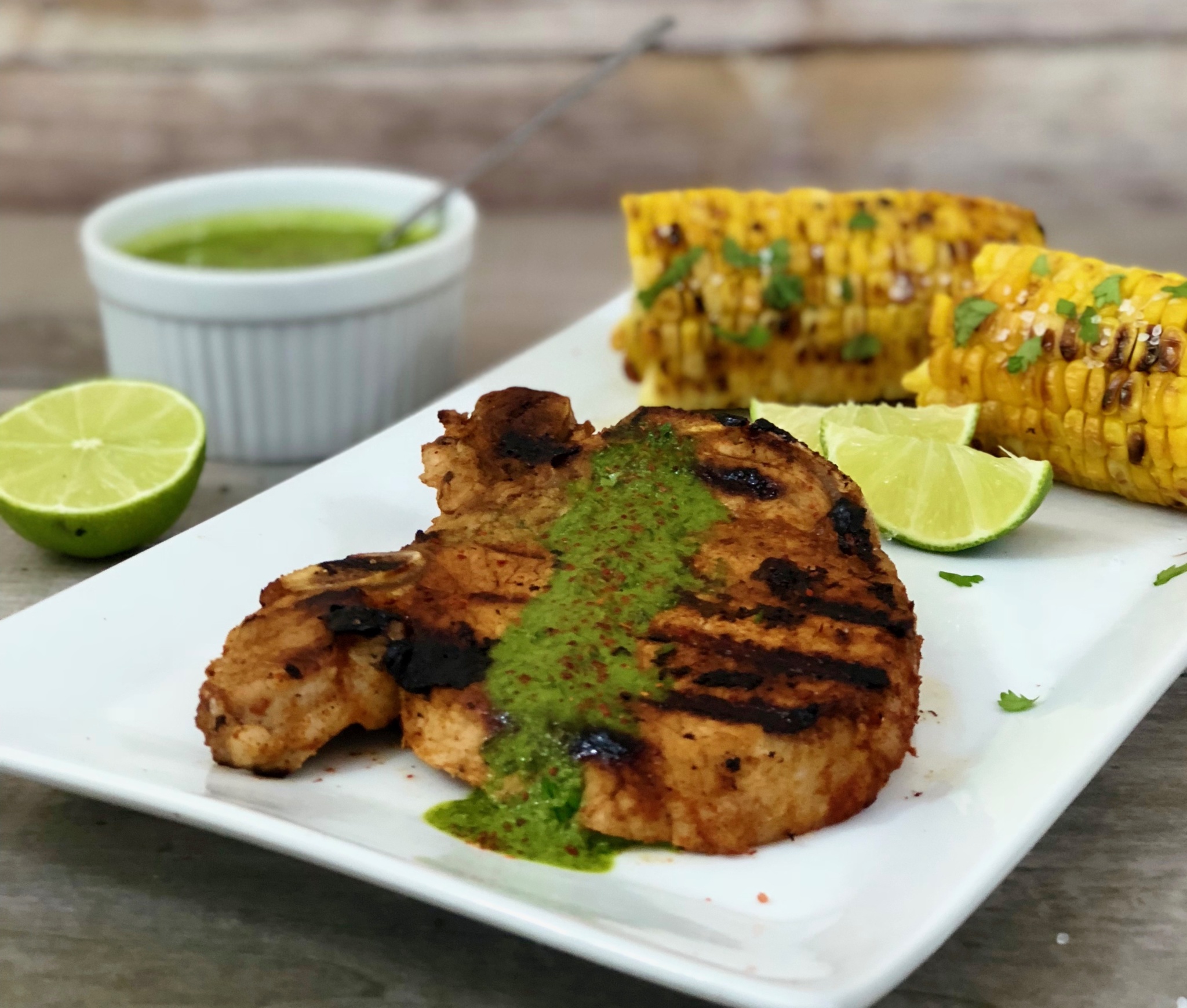 Chipotle Adobo Grilled Pork Chops With Cilantro Lime Chimichurri