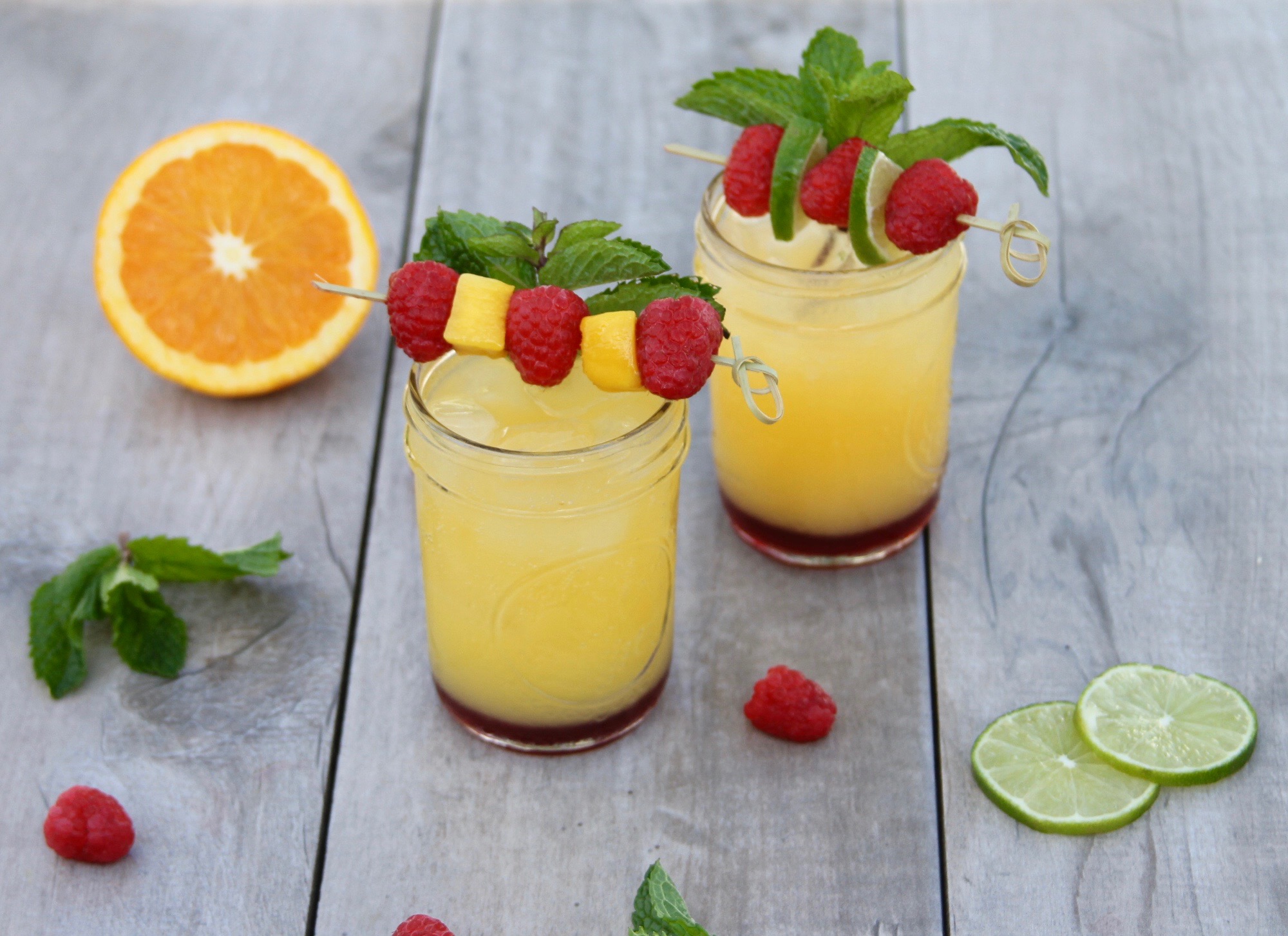 Raspberry Mango Sparkling Orangeade Recipe