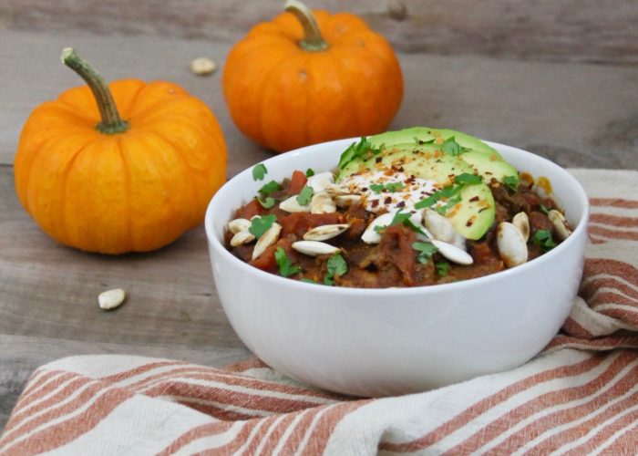 This slow cooker chipotle beef pumpkin chili takes chili to a whole new level with its subtle sweetness and smoky heat for a fall dish that is sure to become this season's favorite slow cooker chili recipe.