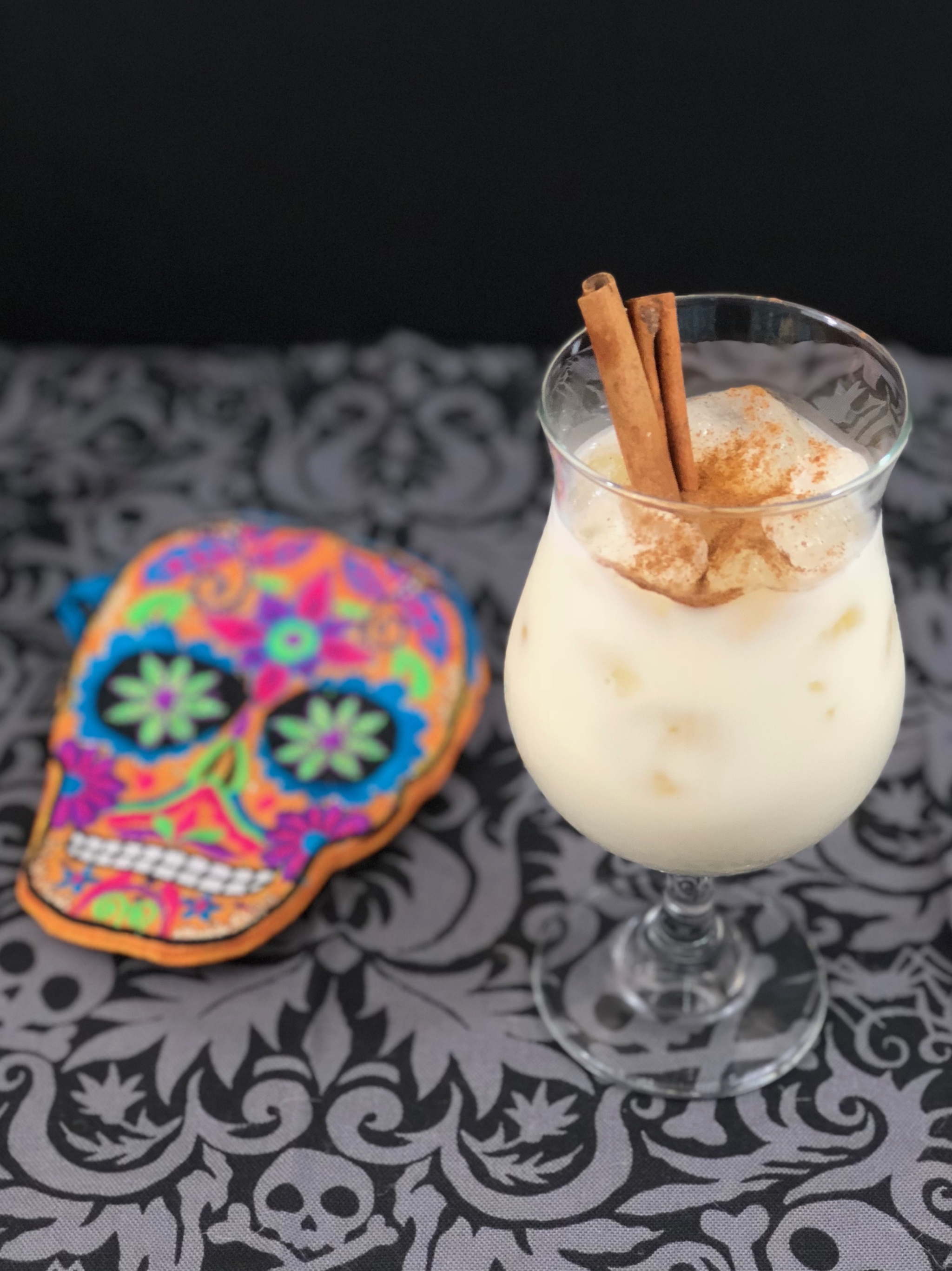 Spiked horchata cocktail for Day of the Dead celebrations