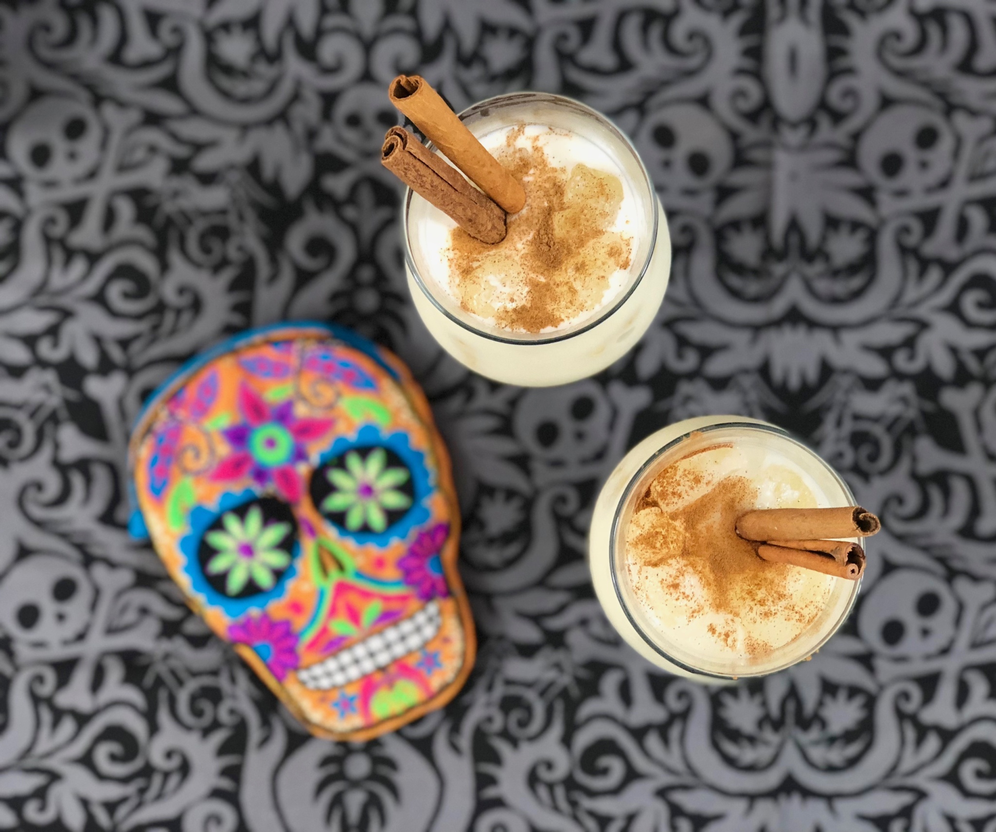 Spiked horchata cocktail for Day of the Dead celebrations