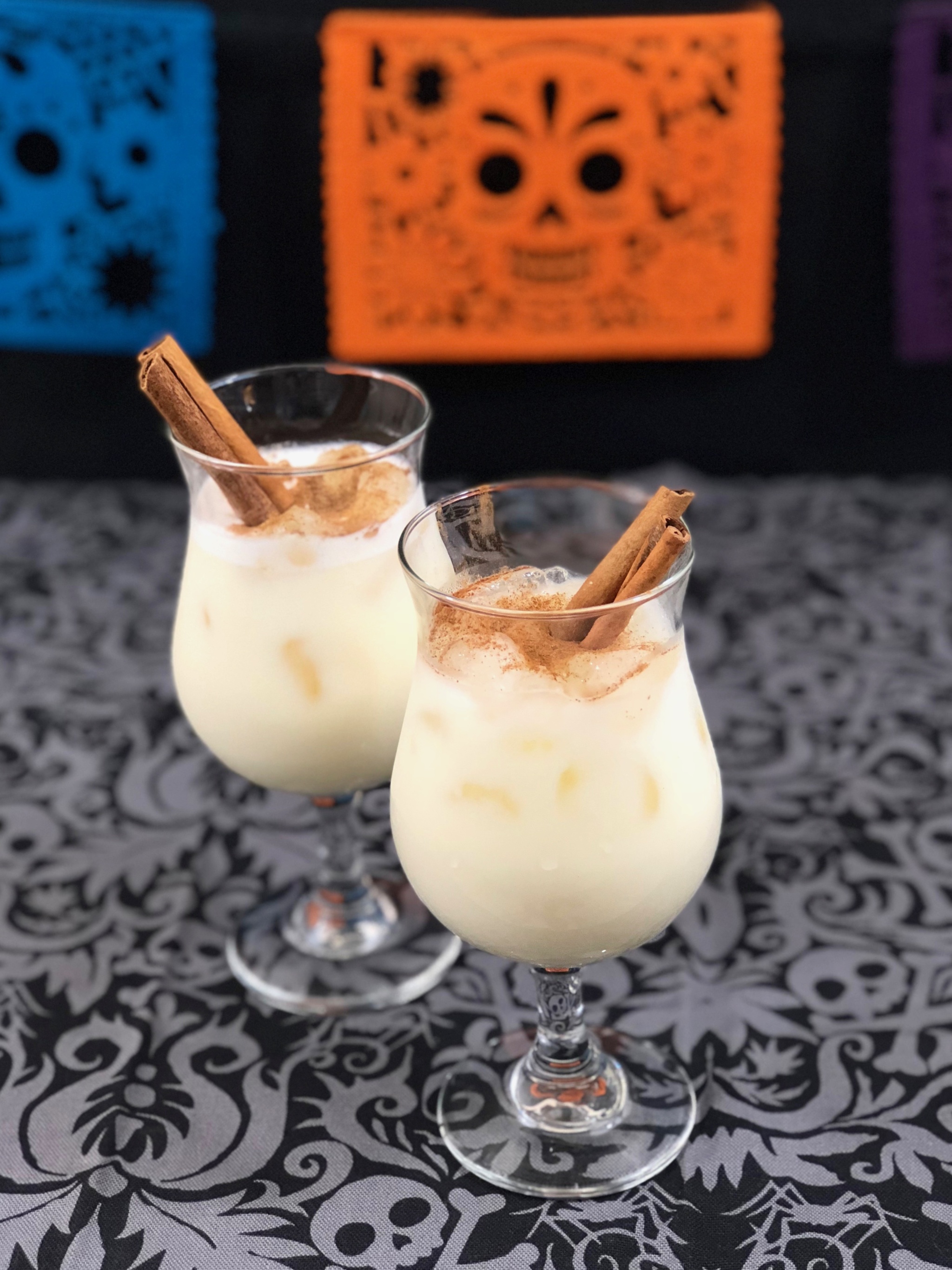 Spiked horchata cocktail for Day of the Dead celebrations