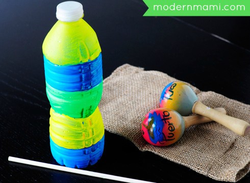 Water bottle Puerto Rican guiro craft for kids and other Latin American crafts to celebrate Hispanic Heritage Month