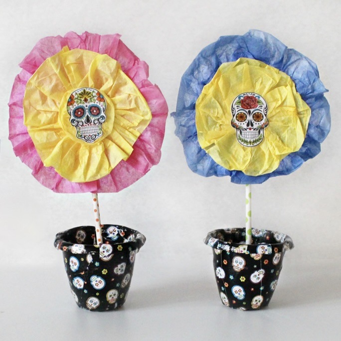Day for the Dead flower pot craft for kids