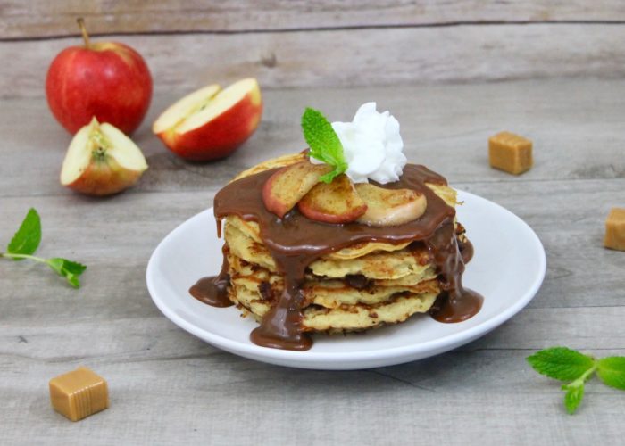 Caramel Apple and Cottage Cheese Pancakes