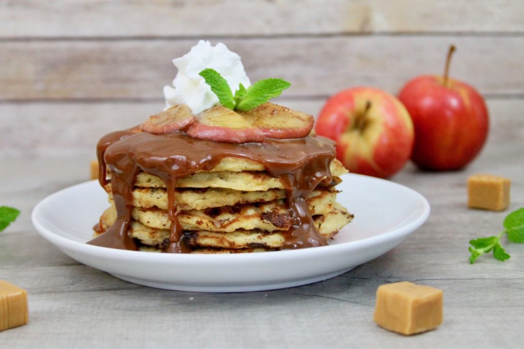 Caramel Apple and Cottage Cheese Pancakes